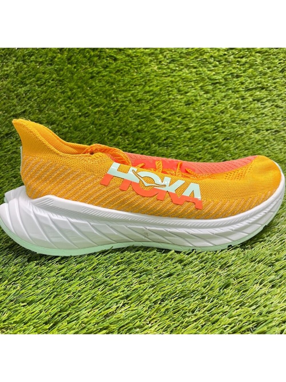 Hoka One One Carbon X 3 Womens Size 8.5 Orange Athletic Running Shoes Sneakers